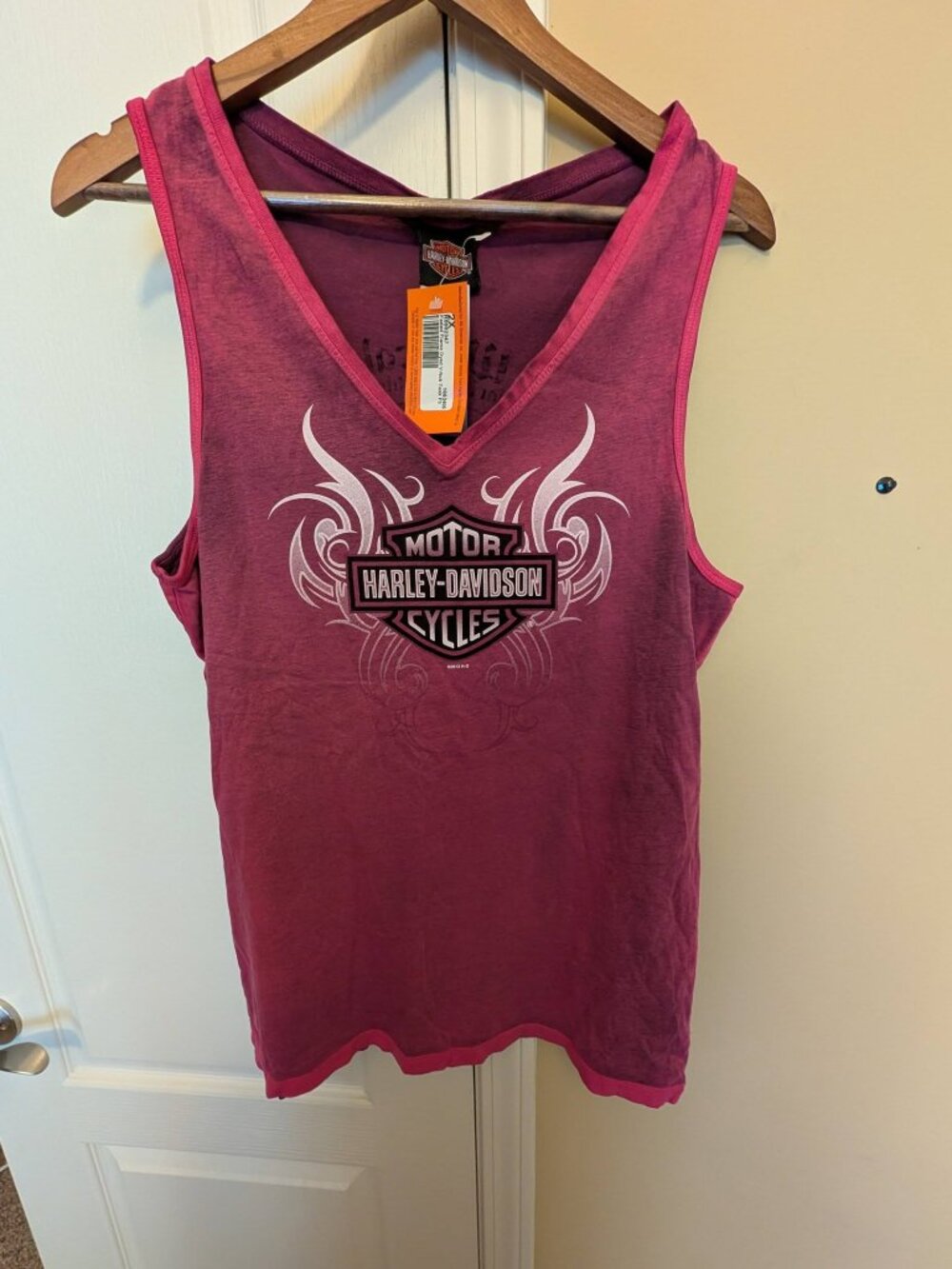 NWT Harley-Davidson Women's Pink Mineral Wash V-Neck Tank Top London KY - 2XL